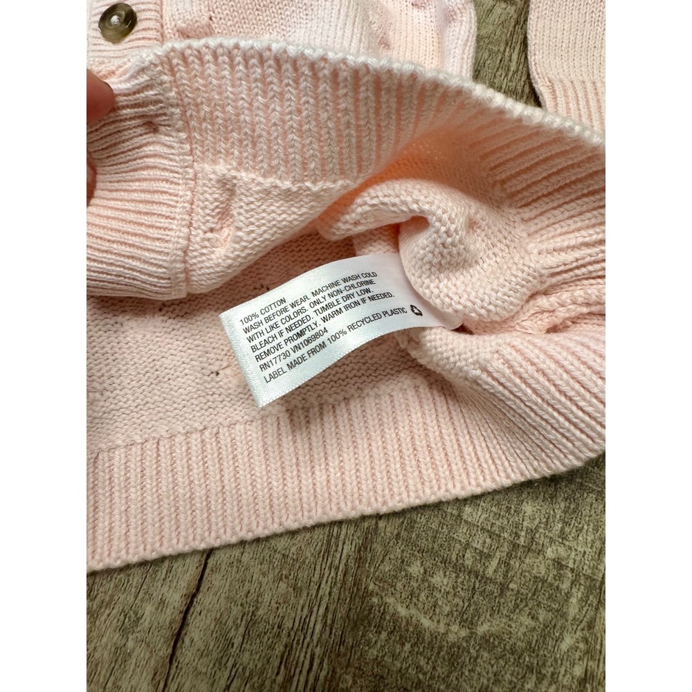 Cat & Jack Baby Girls Baby Pink Popcorn Knit Button Front Cardigan Sweater 18M - Picture 6 of 7
